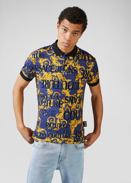 Tricou Polo Versace Versace Logo Baroque Print Barbati | FYQPASK-86